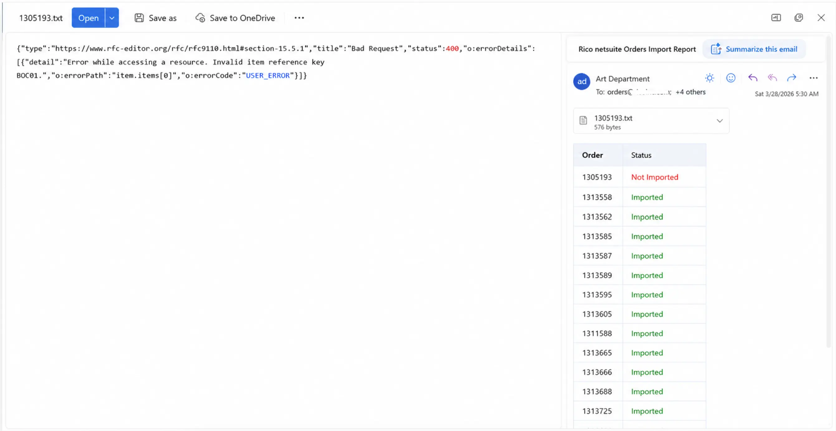 Daily Import Reporting Email